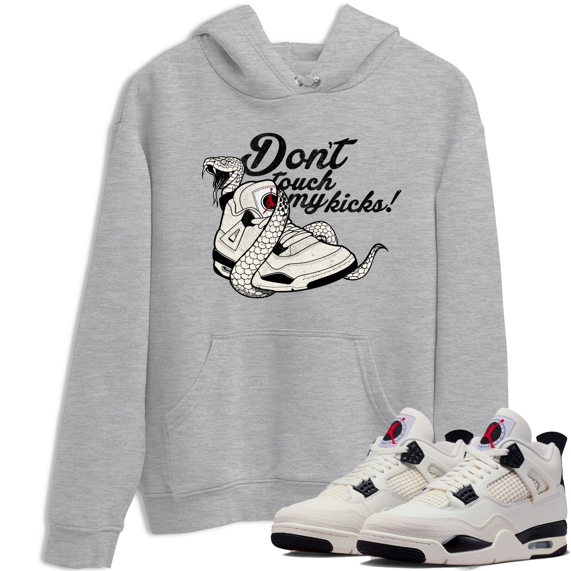 Sneaker match tees – Sneaker Tees To Match Air Jordan 4 Flight Club Shoes – Don't Touch My Kicks Tee Heather Grey 1