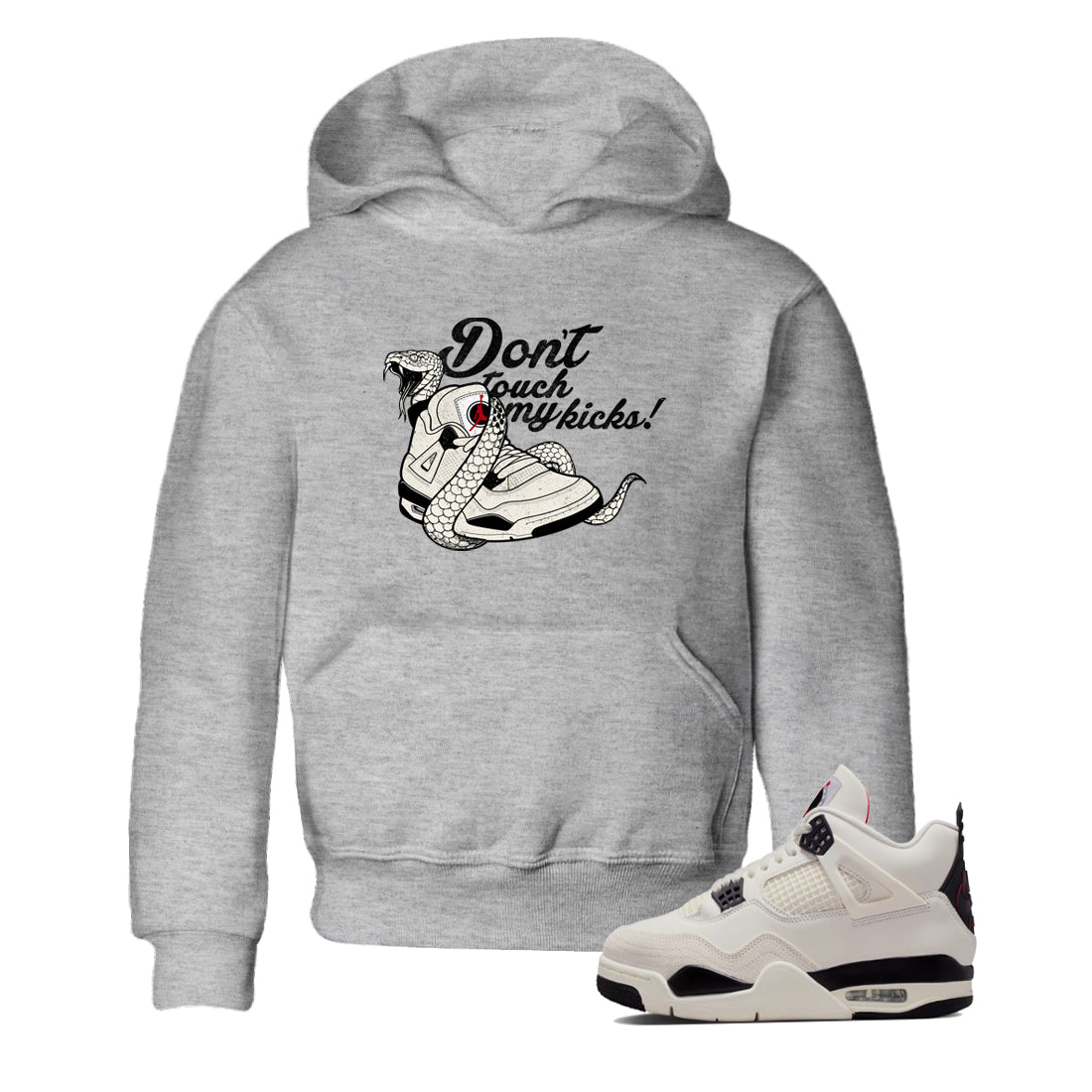 Sneaker match tees – Sneaker Tees To Match Air Jordan 4 Flight Club Shoes – Don't Touch My Kicks Kids T-Shirt Heather Grey 1