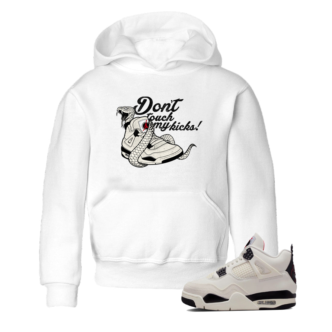 Sneaker match tees – Sneaker Tees To Match Air Jordan 4 Flight Club Shoes – Don't Touch My Kicks Kids T-Shirt White 1