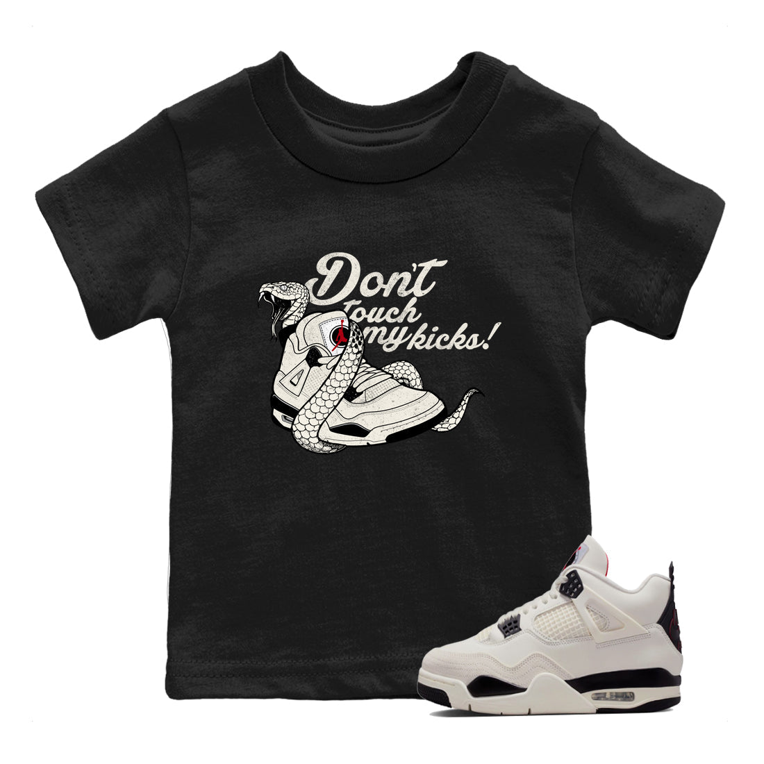 Sneaker match tees – Sneaker Tees To Match Air Jordan 4 Flight Club Shoes – Don't Touch My Kicks Kids T-Shirt Black 1