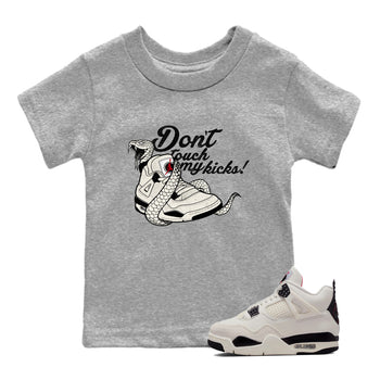 Sneaker match tees – Sneaker Tees To Match Air Jordan 4 Flight Club Shoes – Don't Touch My Kicks Kids T-Shirt Heather Grey 1