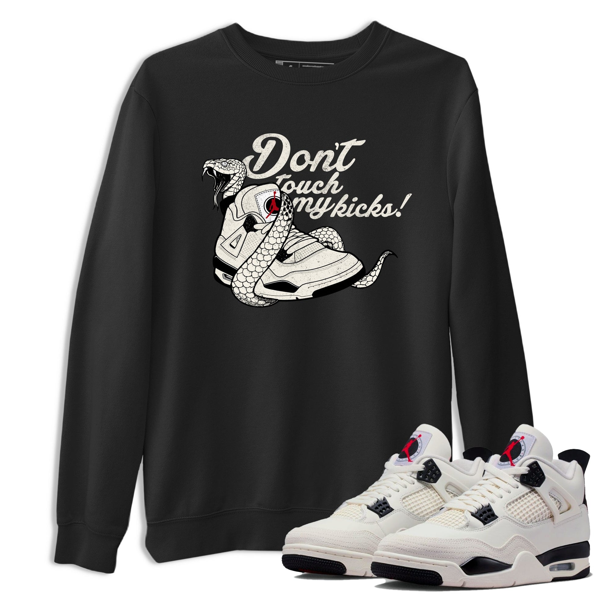 Sneaker match tees – Sneaker Tees To Match Air Jordan 4 Flight Club Shoes – Don't Touch My Kicks Tee Black 1