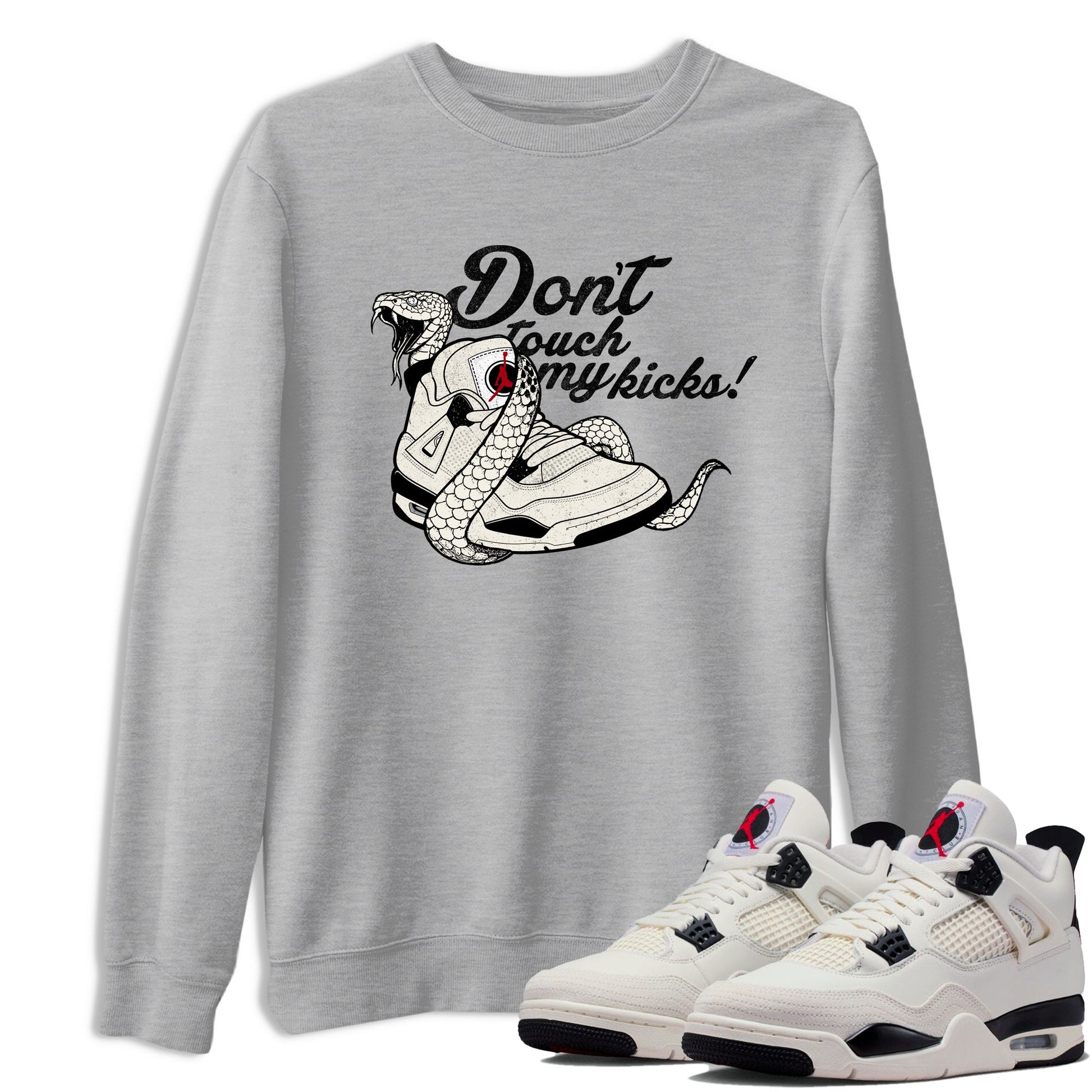 Sneaker match tees – Sneaker Tees To Match Air Jordan 4 Flight Club Shoes – Don't Touch My Kicks Tee Heather Grey 1