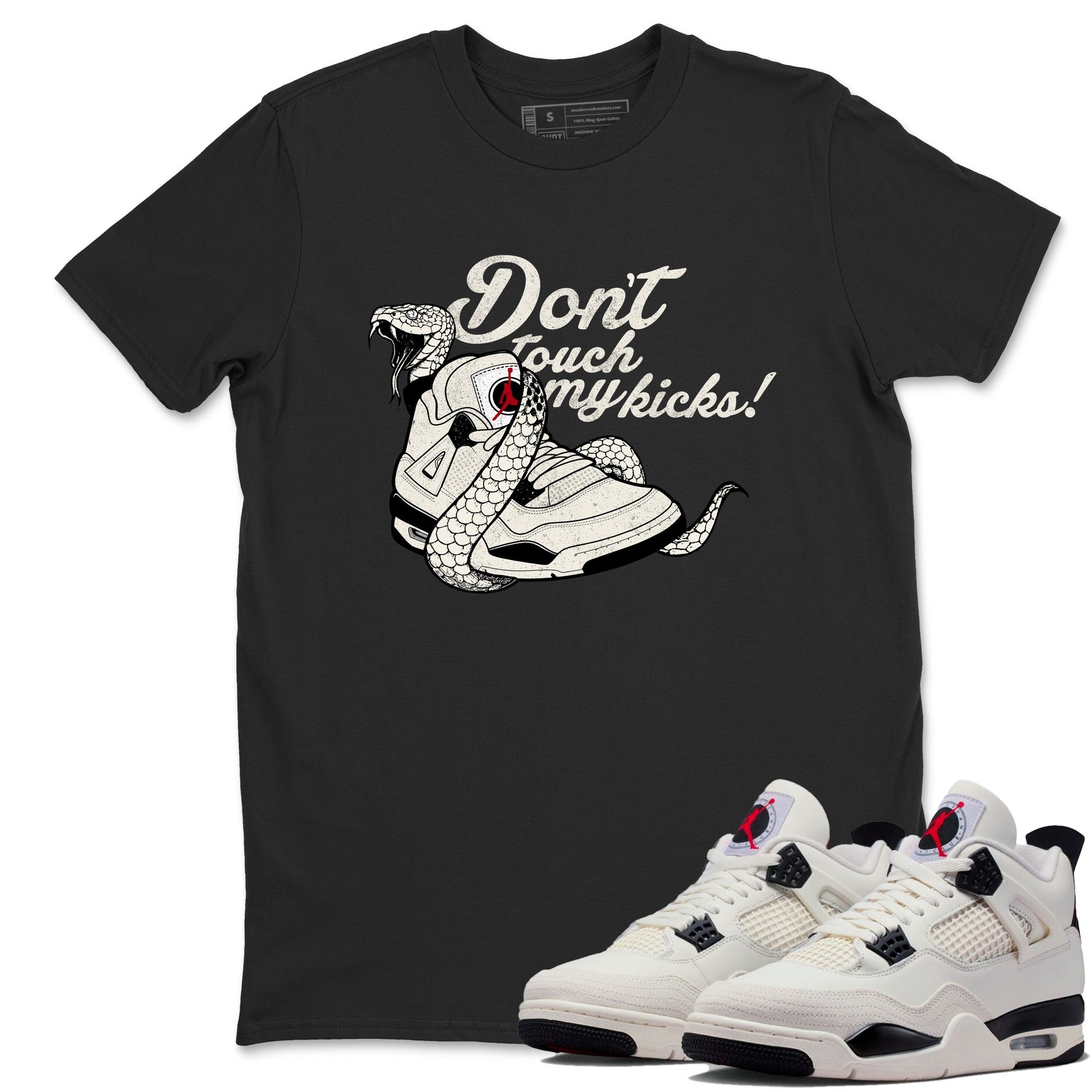 Sneaker match tees – Sneaker Tees To Match Air Jordan 4 Flight Club Shoes – Don't Touch My Kicks Tee Black 1
