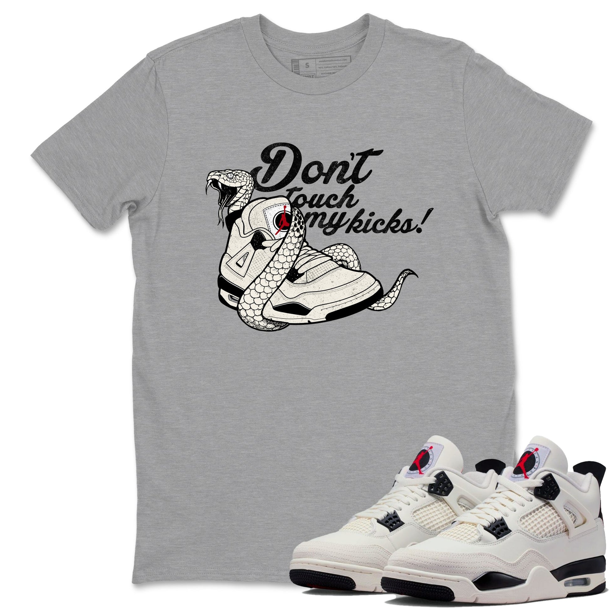 Sneaker match tees – Sneaker Tees To Match Air Jordan 4 Flight Club Shoes – Don't Touch My Kicks Tee Heather Grey 1