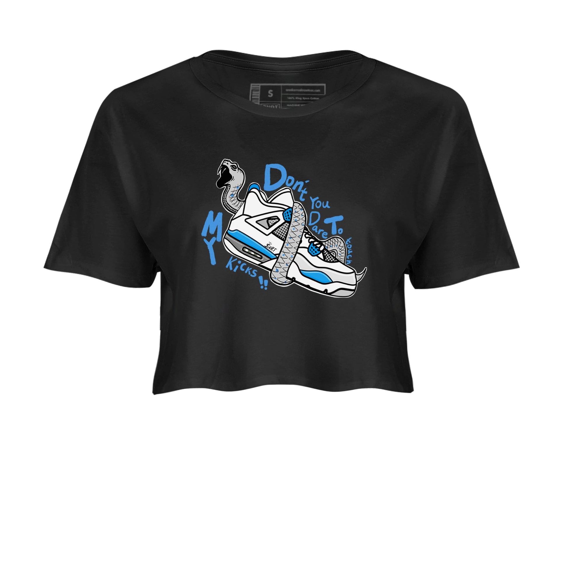Air Jordan 4 Retro Military Blue shirt to match jordans Don't Touch My Kicks sneaker tees AJ4 Military Blue SNRT Sneaker Release Tees Black 2 crop length shirt