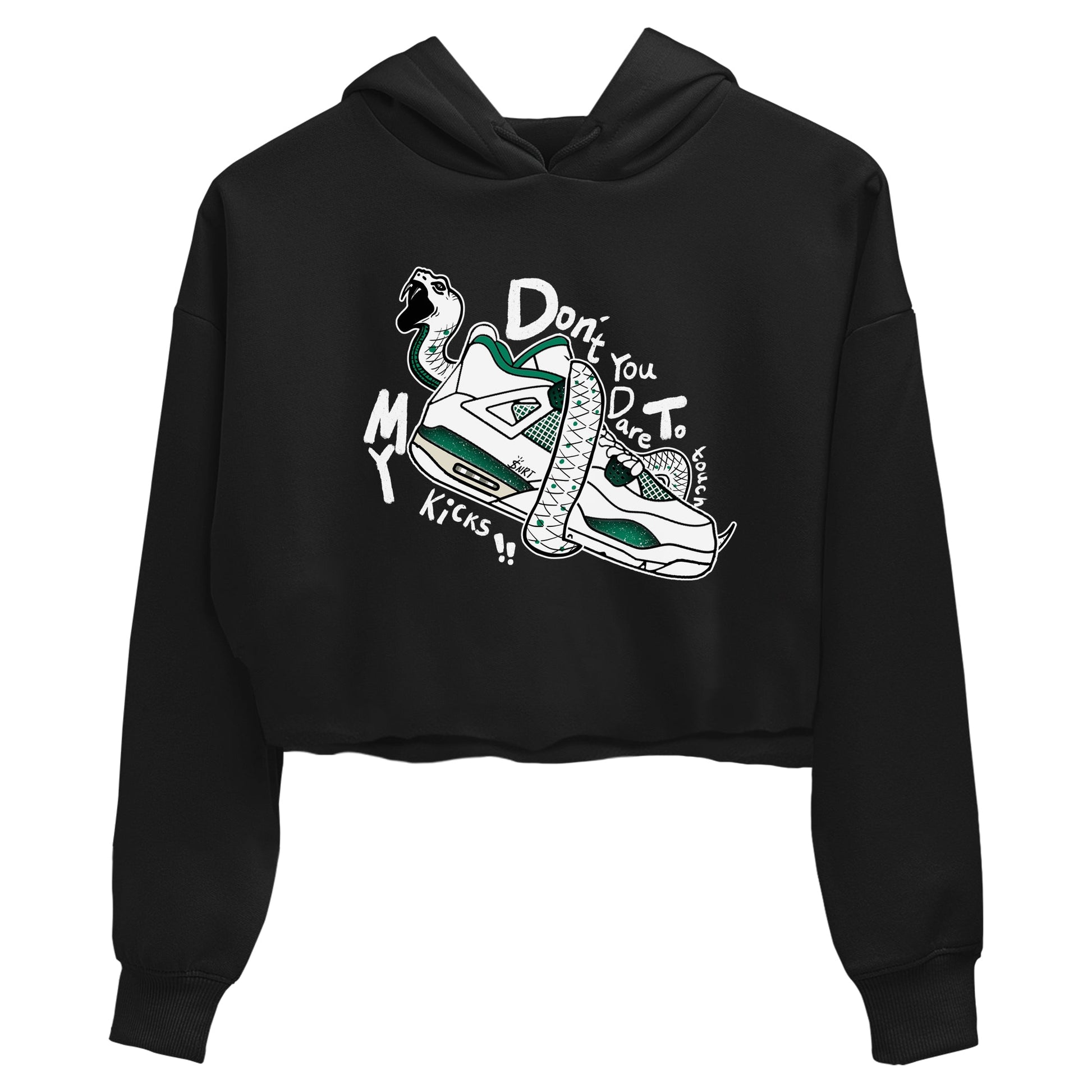 4s Oxidized Green shirts to match jordans Don't Touch My Kicks sneaker match tees Air Jordan 4 Oxidized Green SNRT Sneaker Tees streetwear brand Black 2 crop tee
