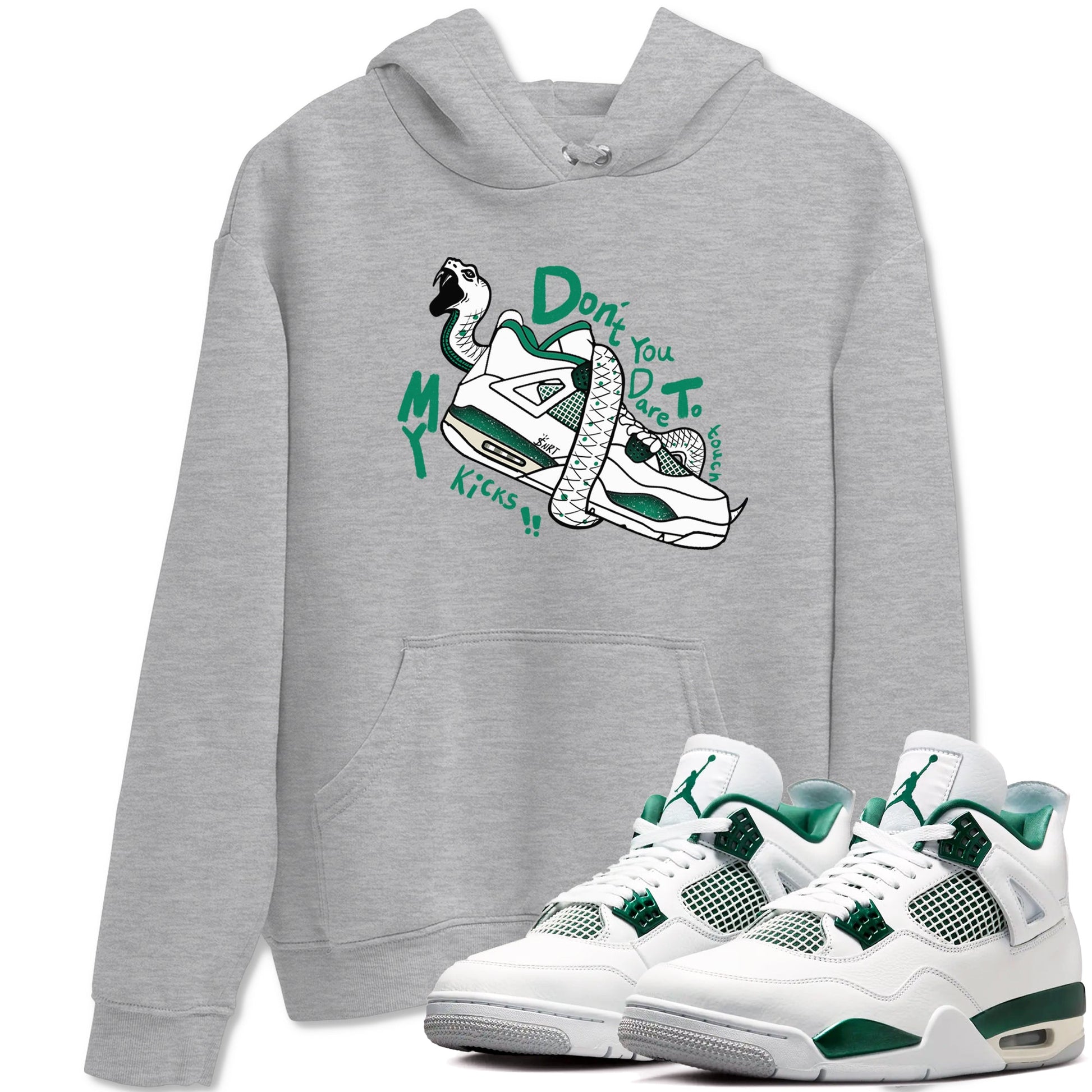 4s Oxidized Green shirts to match jordans Don't Touch My Kicks sneaker match tees Air Jordan 4 Oxidized Green SNRT Sneaker Tees streetwear brand Heather Grey 1 unisex cotton tee