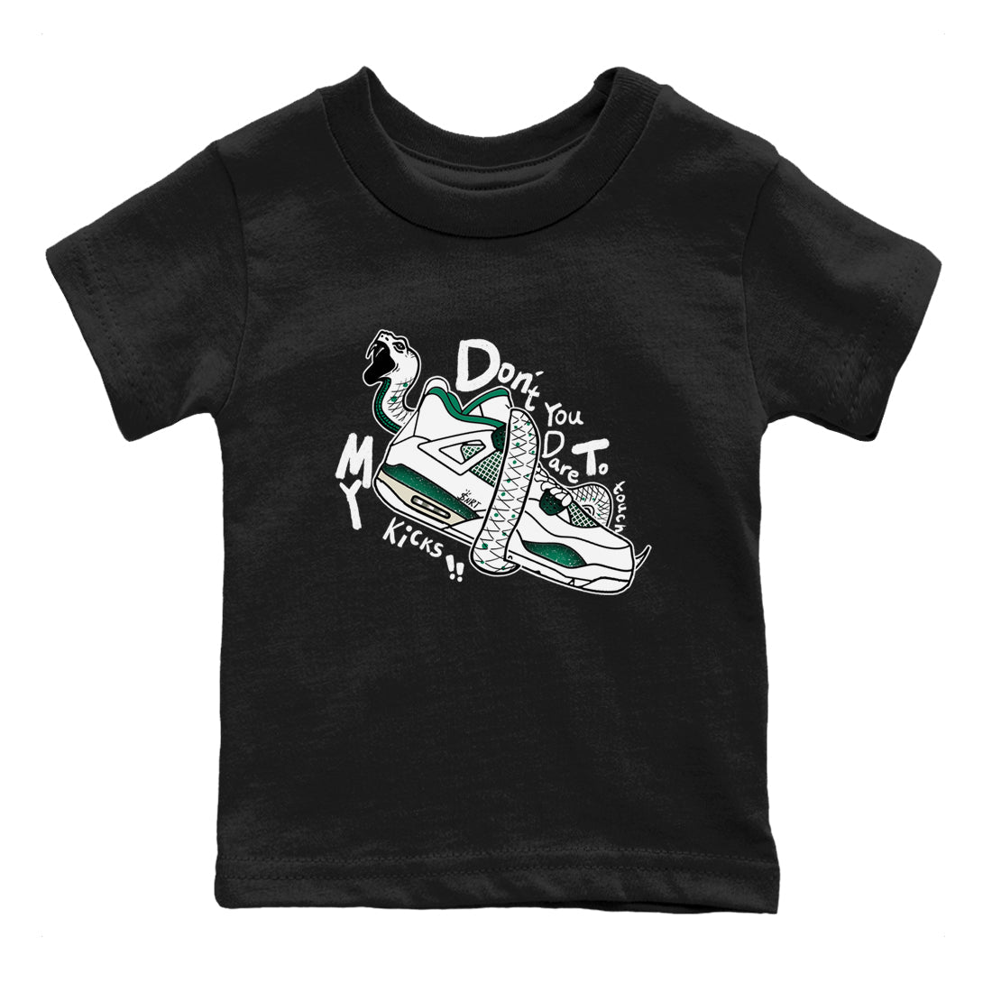 4s Oxidized Green shirts to match jordans Don't Touch My Kicks sneaker match tees Air Jordan 4 Oxidized Green SNRT Sneaker Tees streetwear brand Baby and Youth Black 2 cotton tee