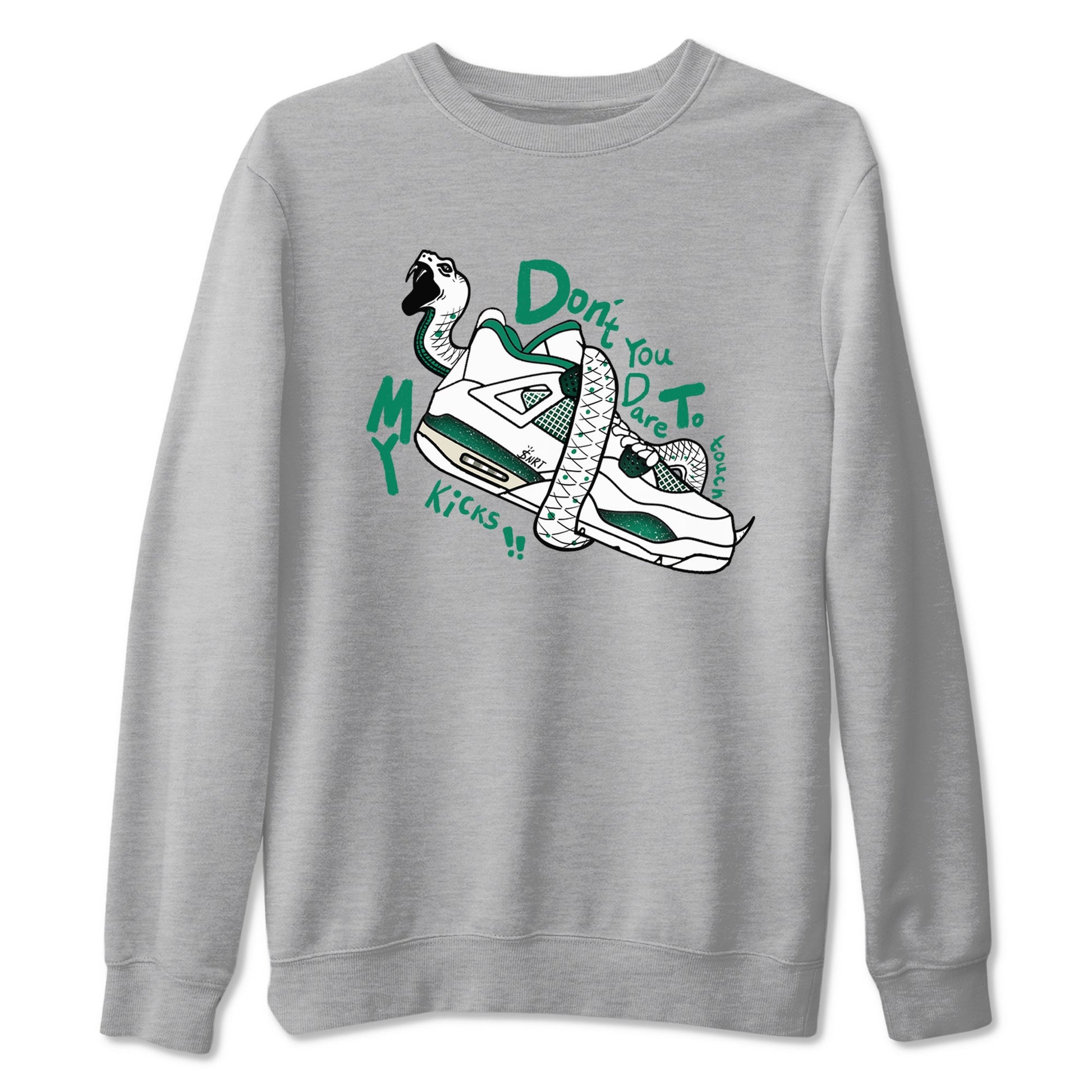 4s Oxidized Green shirts to match jordans Don't Touch My Kicks sneaker match tees Air Jordan 4 Oxidized Green SNRT Sneaker Tees streetwear brand Heather Grey 2 unisex cotton tee