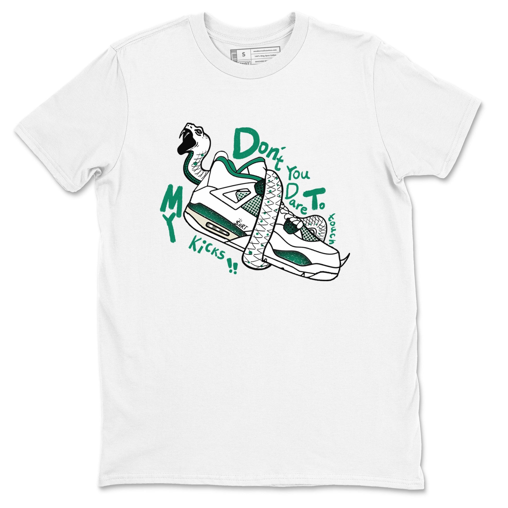 4s Oxidized Green shirts to match jordans Don't Touch My Kicks sneaker match tees Air Jordan 4 Oxidized Green SNRT Sneaker Tees streetwear brand White 2 unisex cotton tee