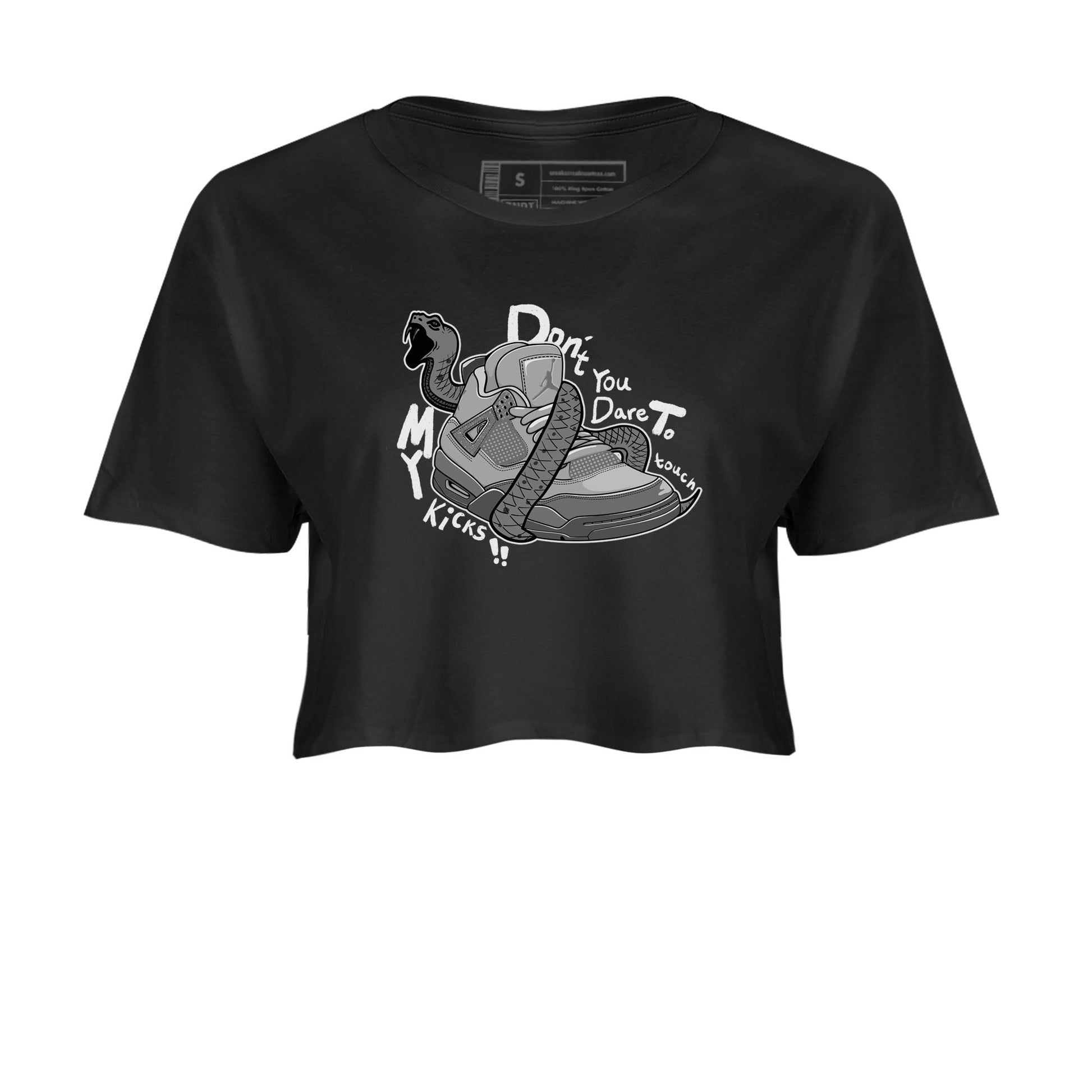4s Wet Cement shirts to match jordans Don't Touch My Kicks sneaker match tees Air Jordan 4 Wet Cement SNRT Sneaker Release Tees unisex cotton Black 2 Crop Shirts