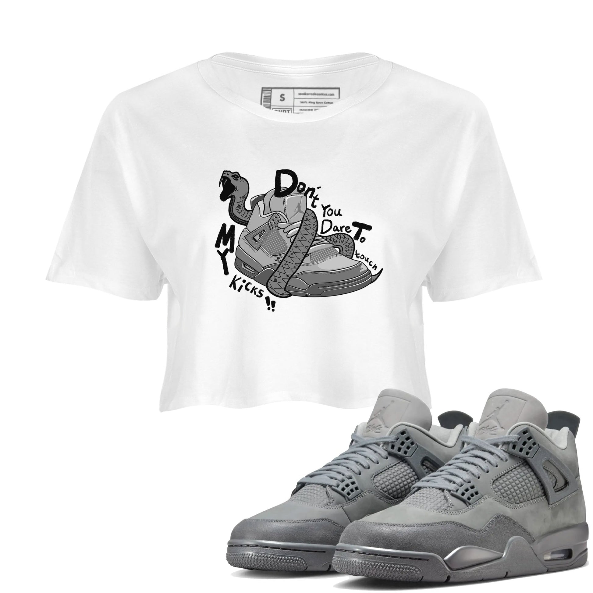4s Wet Cement shirts to match jordans Don't Touch My Kicks sneaker match tees Air Jordan 4 Wet Cement SNRT Sneaker Release Tees unisex cotton White 1 Crop Shirts