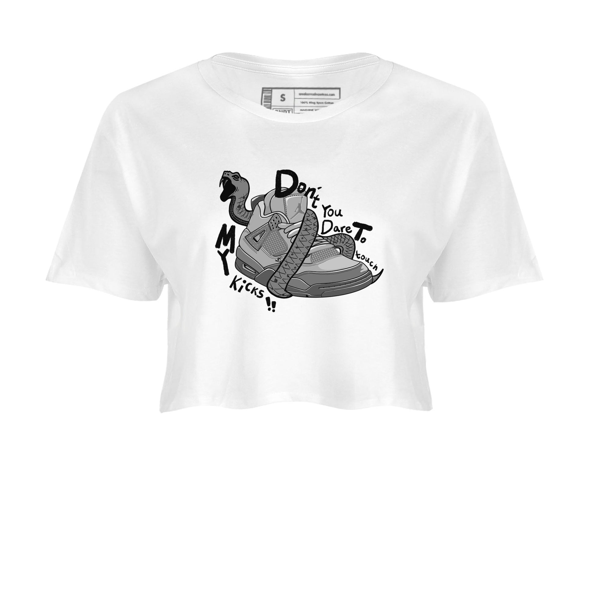 4s Wet Cement shirts to match jordans Don't Touch My Kicks sneaker match tees Air Jordan 4 Wet Cement SNRT Sneaker Release Tees unisex cotton White 2 Crop Shirts