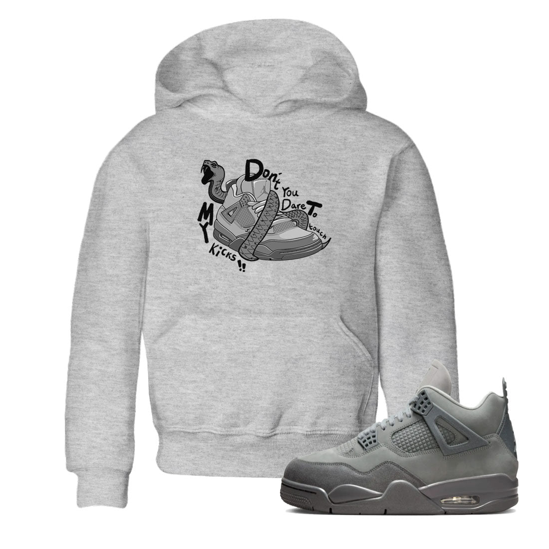 4s Wet Cement shirts to match jordans Don't Touch My Kicks sneaker match tees Air Jordan 4 Wet Cement SNRT Sneaker Release Tees Youth Baby Heather Grey 1 crew neck shirts