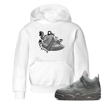 4s Wet Cement shirts to match jordans Don't Touch My Kicks sneaker match tees Air Jordan 4 Wet Cement SNRT Sneaker Release Tees Youth Baby White 1 crew neck shirts