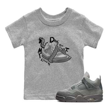 4s Wet Cement shirts to match jordans Don't Touch My Kicks sneaker match tees Air Jordan 4 Wet Cement SNRT Sneaker Release Tees Youth Baby Heather Grey 1 crew neck shirts