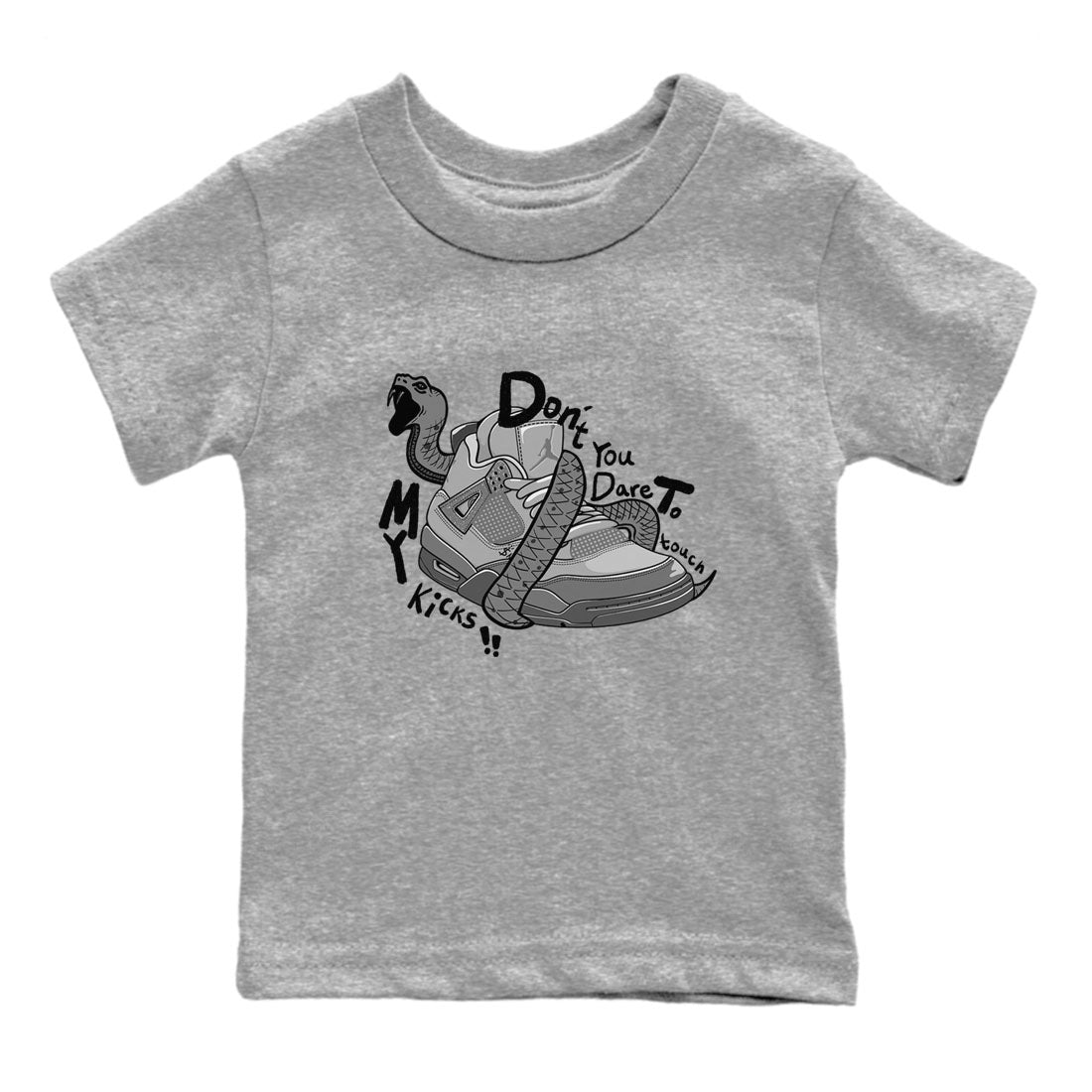 4s Wet Cement shirts to match jordans Don't Touch My Kicks sneaker match tees Air Jordan 4 Wet Cement SNRT Sneaker Release Tees Youth Baby Heather Grey 2 crew neck shirts
