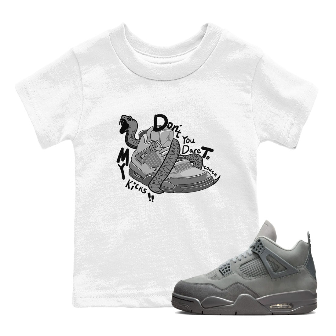 4s Wet Cement shirts to match jordans Don't Touch My Kicks sneaker match tees Air Jordan 4 Wet Cement SNRT Sneaker Release Tees Youth Baby White 1 crew neck shirts