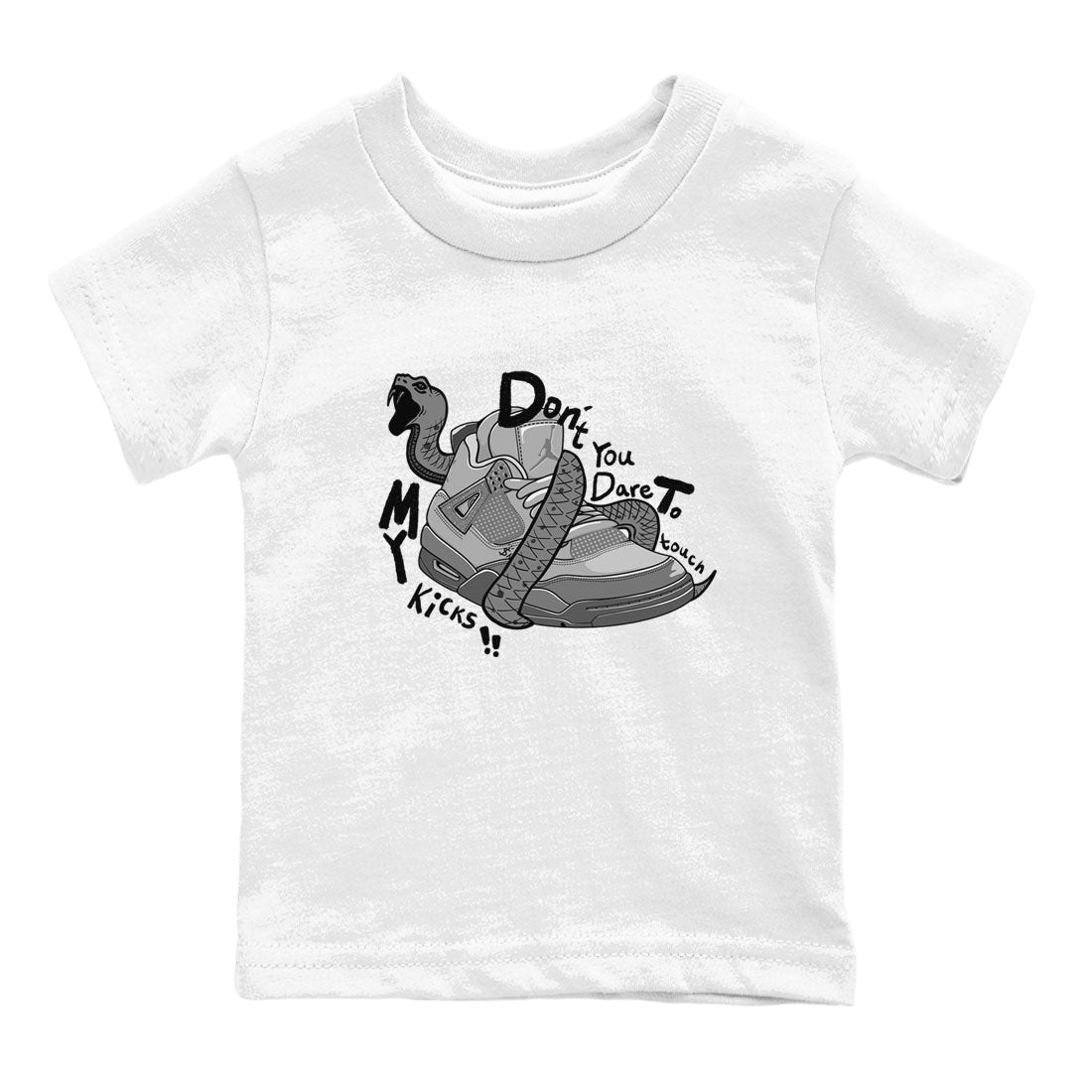 4s Wet Cement shirts to match jordans Don't Touch My Kicks sneaker match tees Air Jordan 4 Wet Cement SNRT Sneaker Release Tees Youth Baby White 2 crew neck shirts