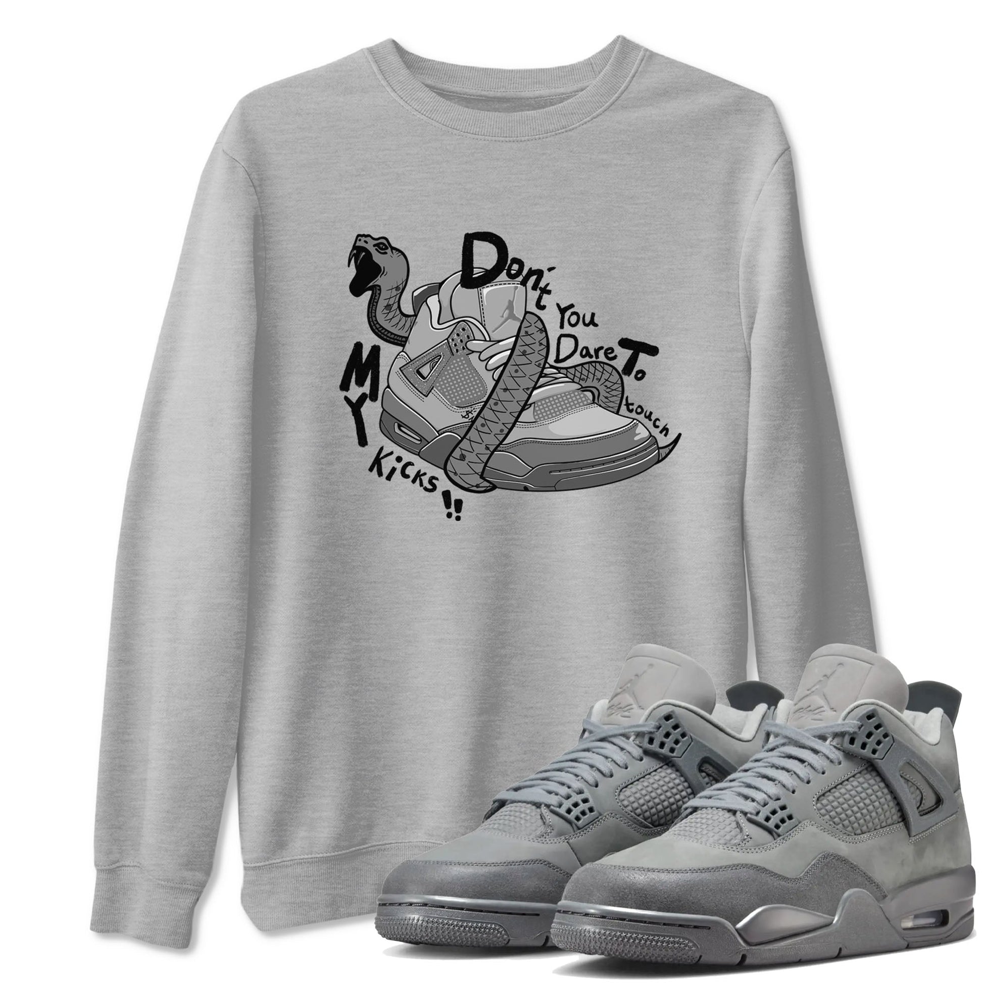 4s Wet Cement shirts to match jordans Don't Touch My Kicks sneaker match tees Air Jordan 4 Wet Cement SNRT Sneaker Release Tees unisex cotton Heather Grey 1 crew neck shirts