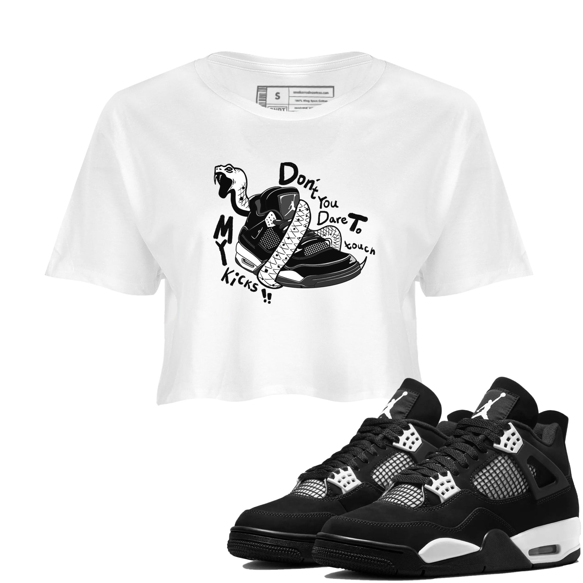 4s White Thunder shirts to match jordans Don't Touch My Kicks sneaker match tees Air Jordan 4 White Thunder SNRT Sneaker Release Tees unisex cotton White 1 Crop Shirts