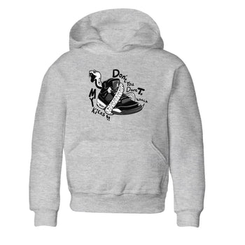 4s White Thunder shirts to match jordans Don't Touch My Kicks sneaker match tees Air Jordan 4 White Thunder SNRT Sneaker Release Tees Youth Baby Heather Grey 2 crew neck shirts