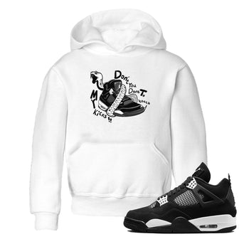 4s White Thunder shirts to match jordans Don't Touch My Kicks sneaker match tees Air Jordan 4 White Thunder SNRT Sneaker Release Tees Youth Baby White 1 crew neck shirts