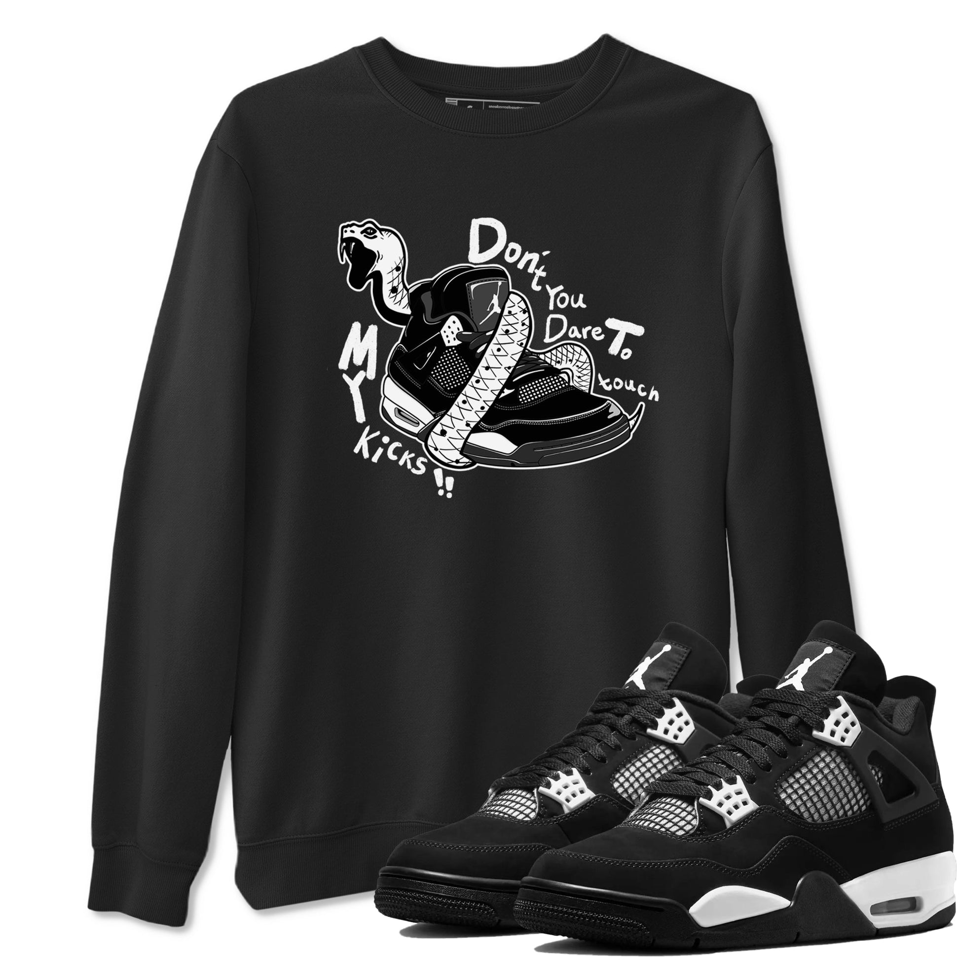 4s White Thunder shirts to match jordans Don't Touch My Kicks sneaker match tees Air Jordan 4 White Thunder SNRT Sneaker Release Tees unisex cotton Black 1 crew neck shirts