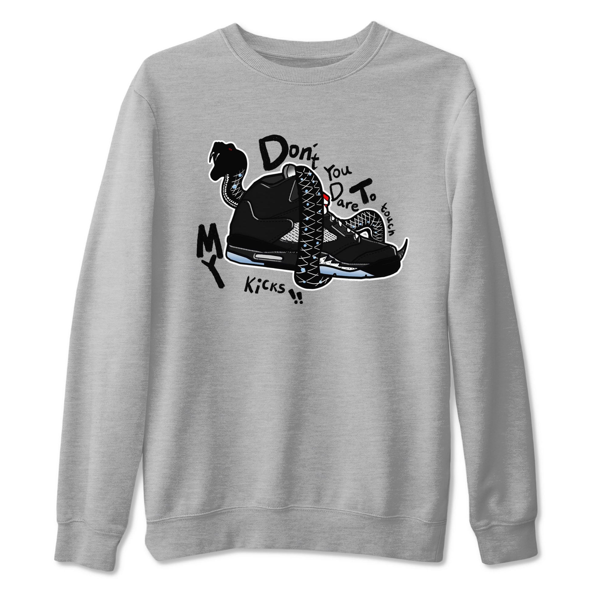 5s Black Metallic Reimagined shirts to match jordans Don't Touch My Kicks best t shirts to wear with jordans Air Jordan 5 Reimagined match shoes to clothes SNRT Sneaker Tees unisex cotton Heather Grey 2 shirts