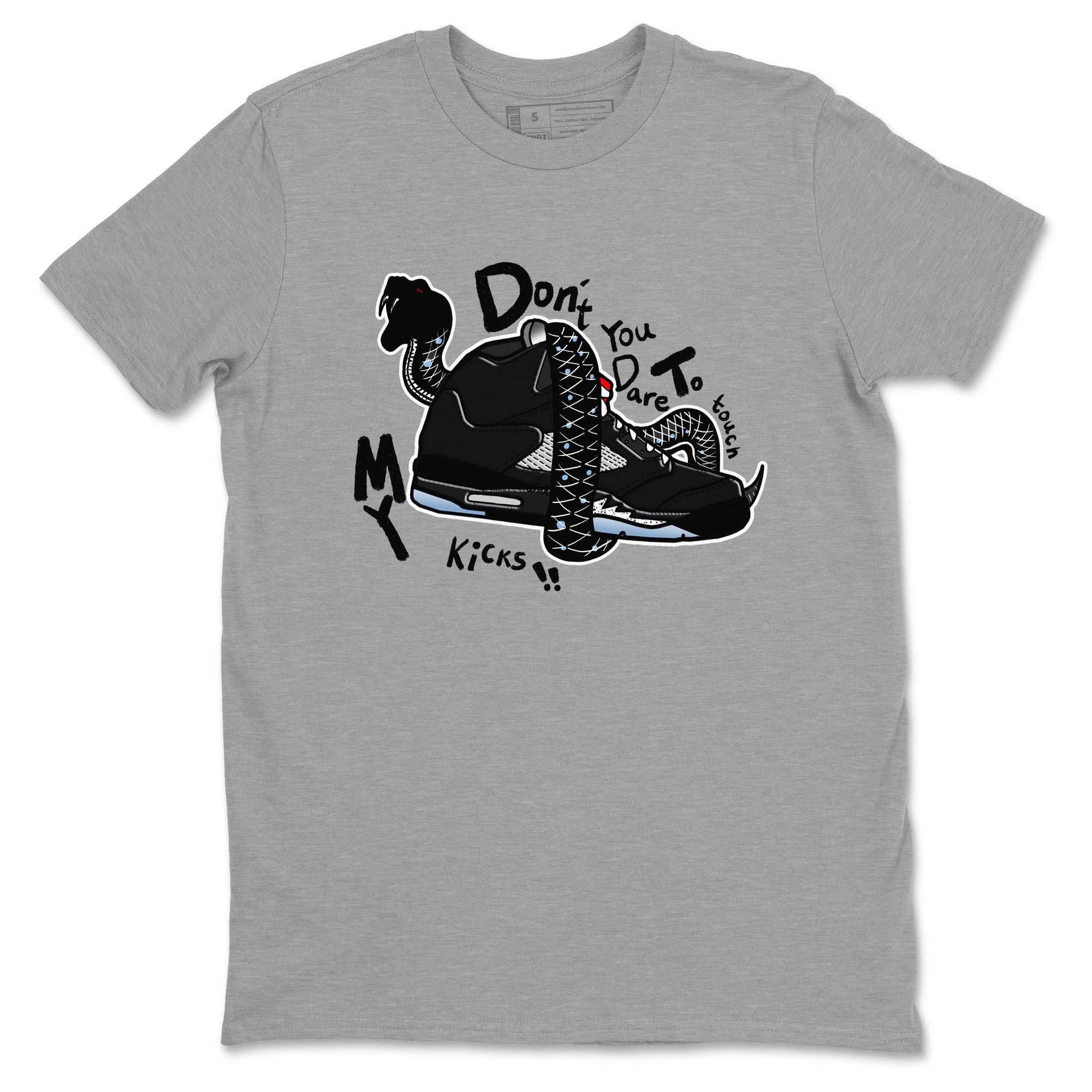 5s Black Metallic Reimagined shirts to match jordans Don't Touch My Kicks best t shirts to wear with jordans Air Jordan 5 Reimagined match shoes to clothes SNRT Sneaker Tees unisex cotton Heather Grey 2 shirts