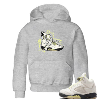 Sneaker match tees – Sneaker Tees To Match Air Jordan 5 Luminous Green Shoes – Don't Touch My Kicks Kids T-Shirt Heather Grey 1