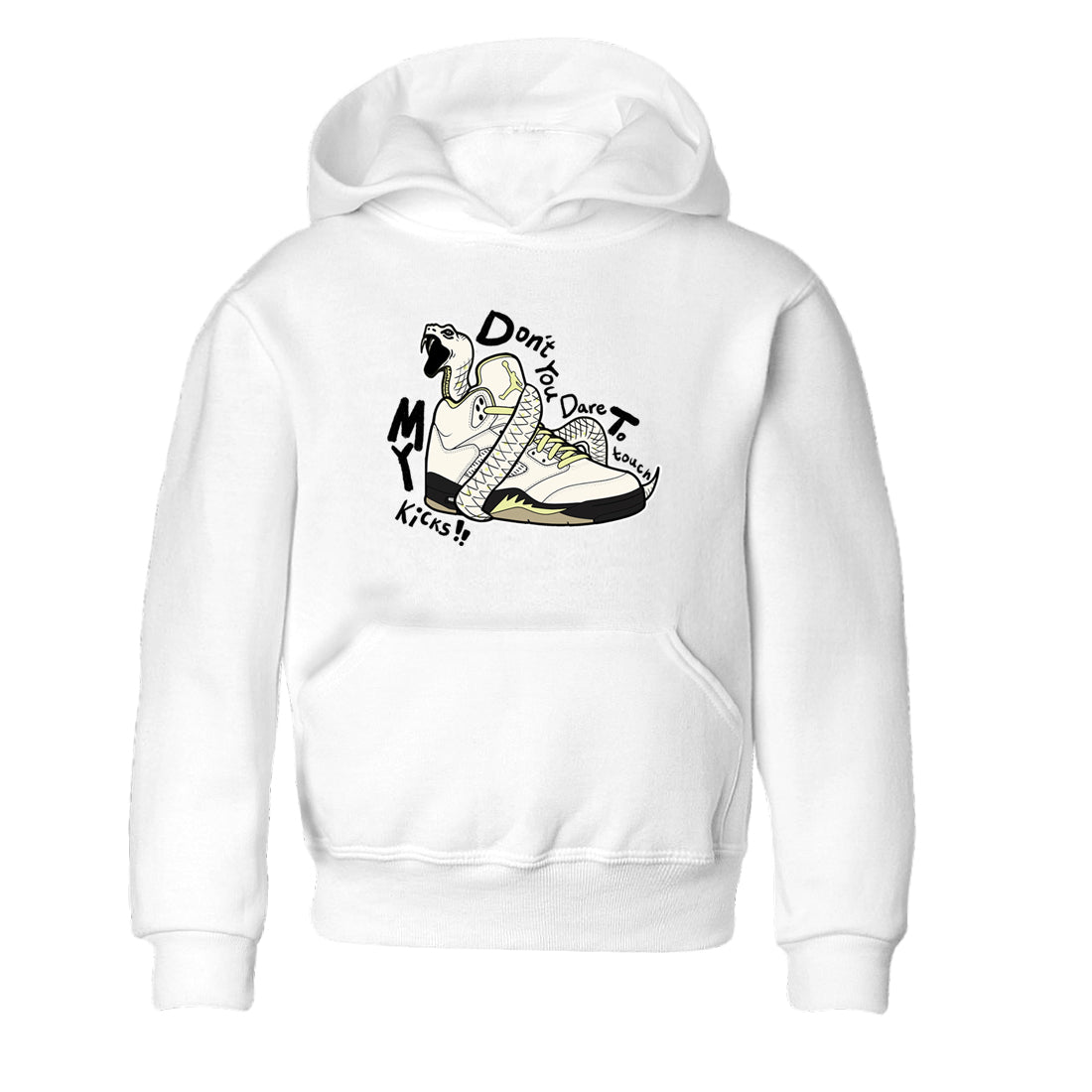 Sneaker match tees – Sneaker Tees To Match Air Jordan 5 Luminous Green Shoes – Don't Touch My Kicks Kids T-Shirt White 2