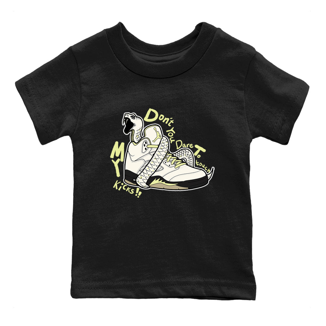 Sneaker match tees – Sneaker Tees To Match Air Jordan 5 Luminous Green Shoes – Don't Touch My Kicks Kids T-Shirt Black 2