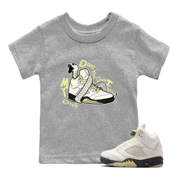 Sneaker match tees – Sneaker Tees To Match Air Jordan 5 Luminous Green Shoes – Don't Touch My Kicks Kids T-Shirt Heather Grey 1