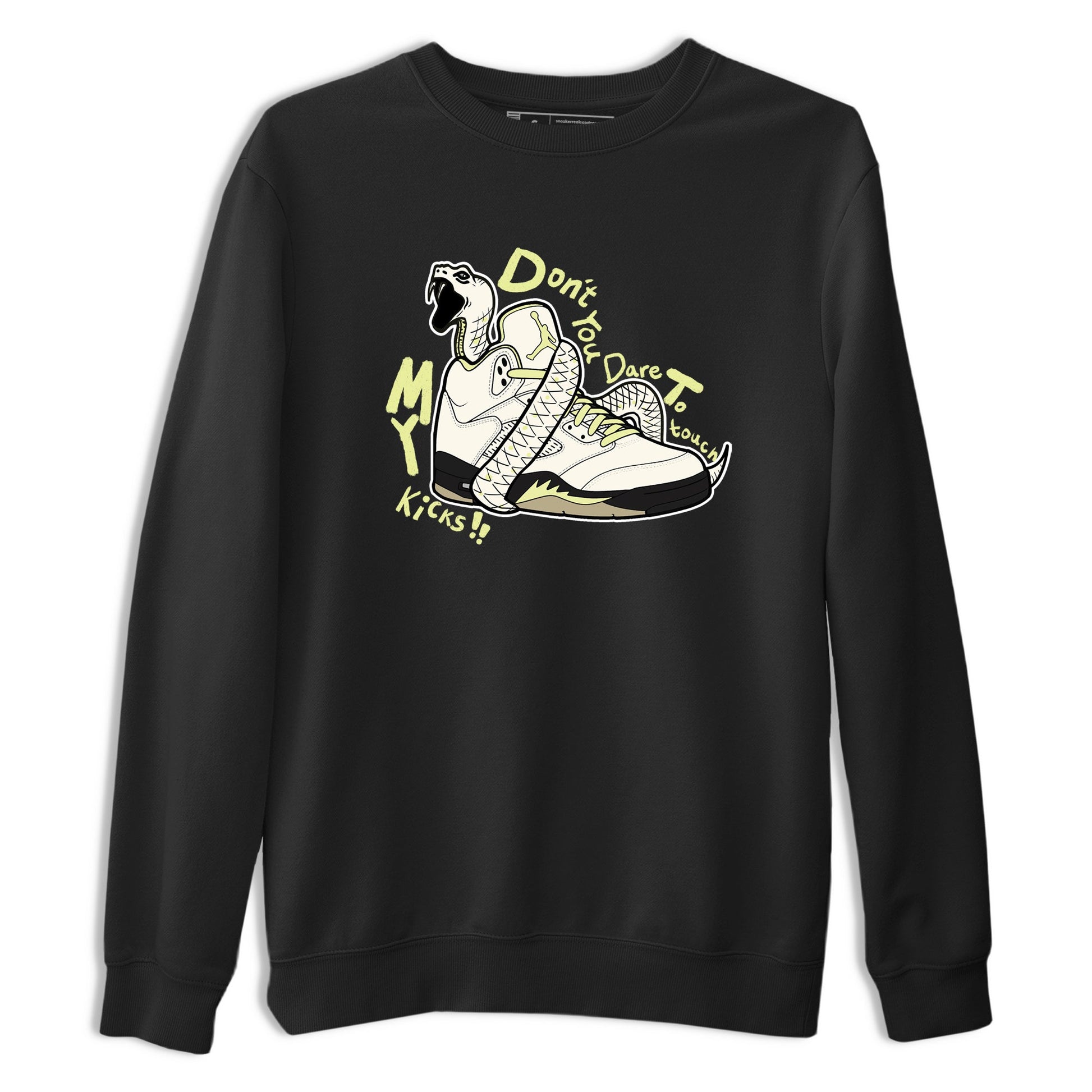 Sneaker match tees – Sneaker Tees To Match Air Jordan 5 Luminous Green Shoes – Don't Touch My Kicks Tee Black 2