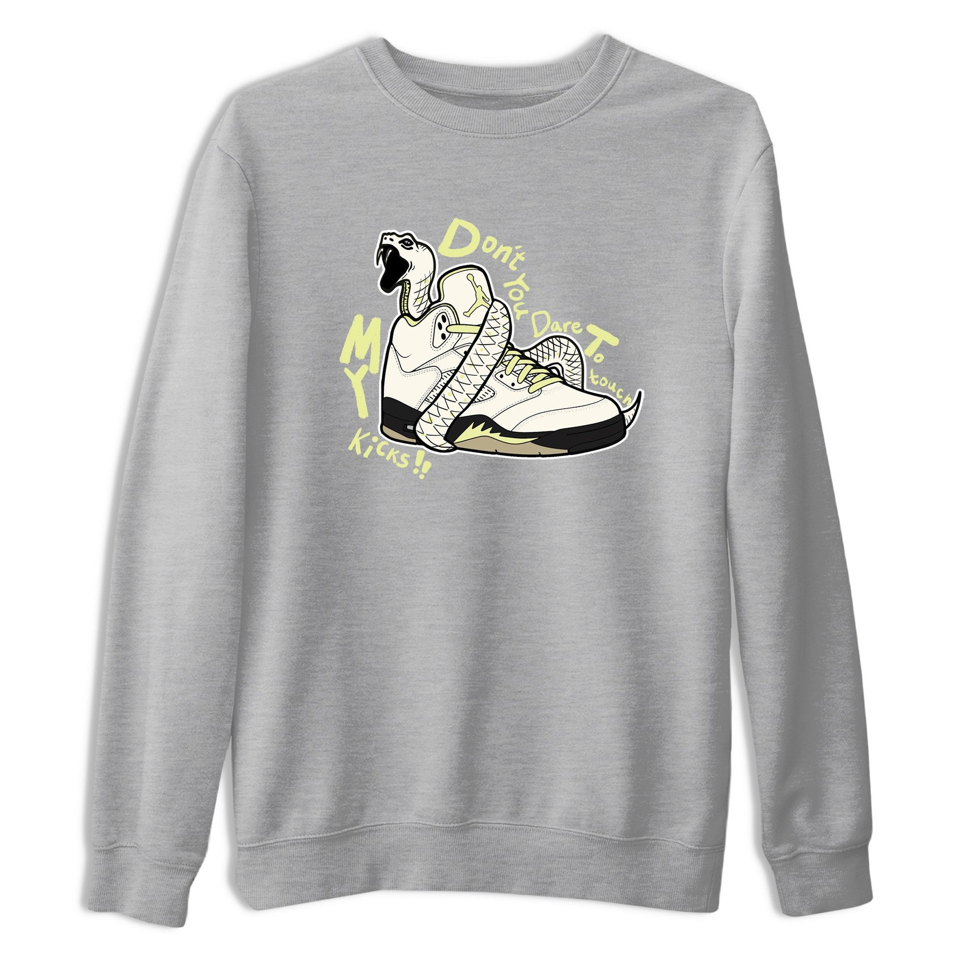 Sneaker match tees – Sneaker Tees To Match Air Jordan 5 Luminous Green Shoes – Don't Touch My Kicks Tee Heather Grey 2