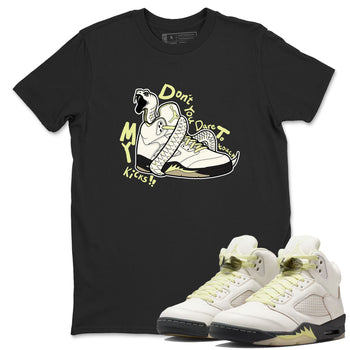 Sneaker match tees – Sneaker Tees To Match Air Jordan 5 Luminous Green Shoes – Don't Touch My Kicks Tee Black 1