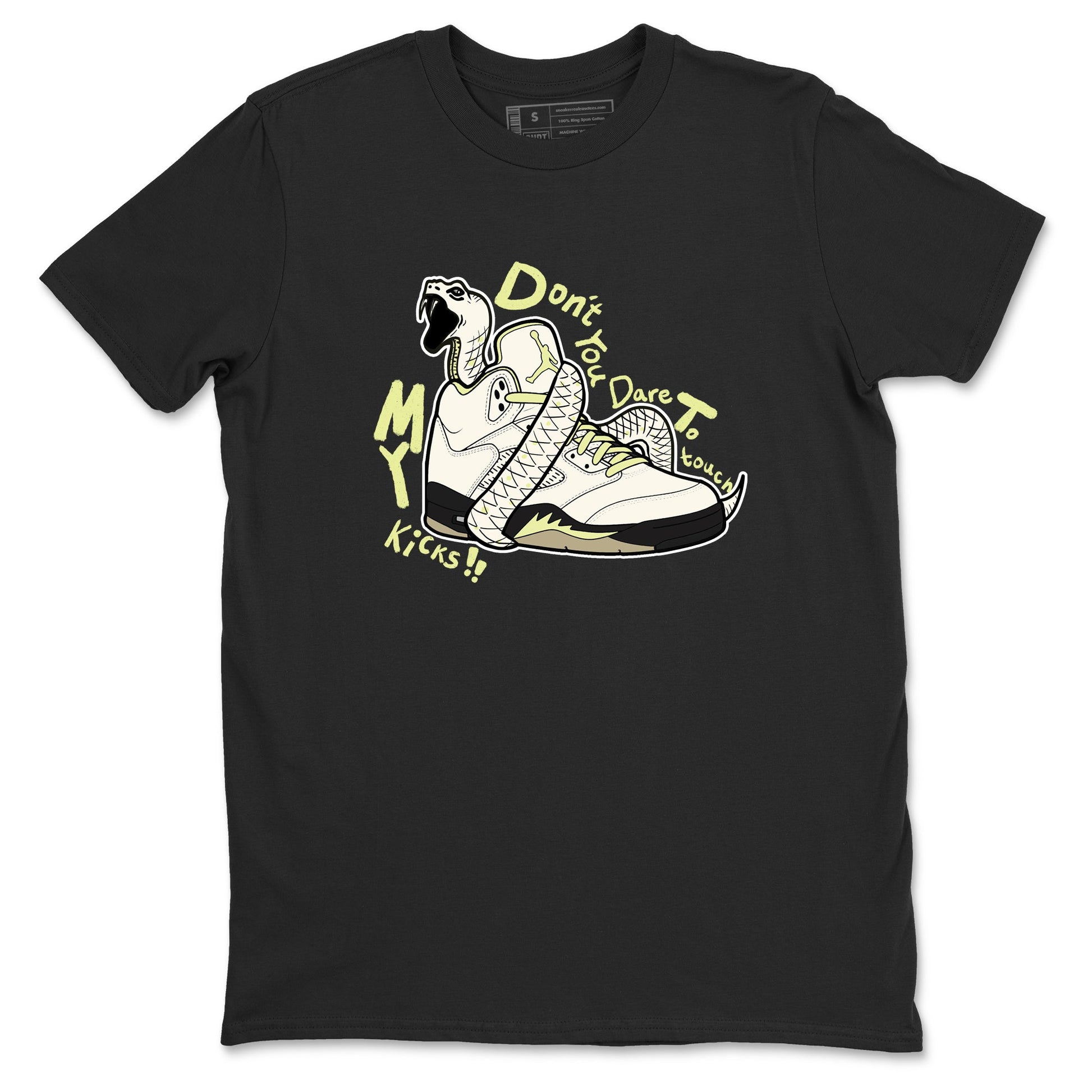 Sneaker match tees – Sneaker Tees To Match Air Jordan 5 Luminous Green Shoes – Don't Touch My Kicks Tee Black 2
