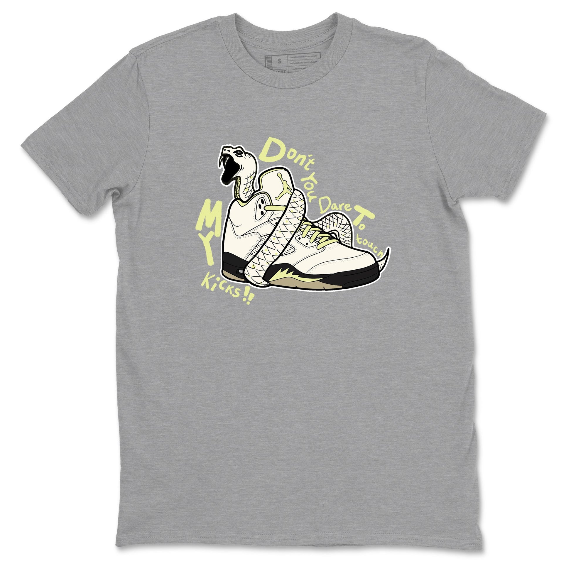 Sneaker match tees – Sneaker Tees To Match Air Jordan 5 Luminous Green Shoes – Don't Touch My Kicks Tee Heather Grey 2