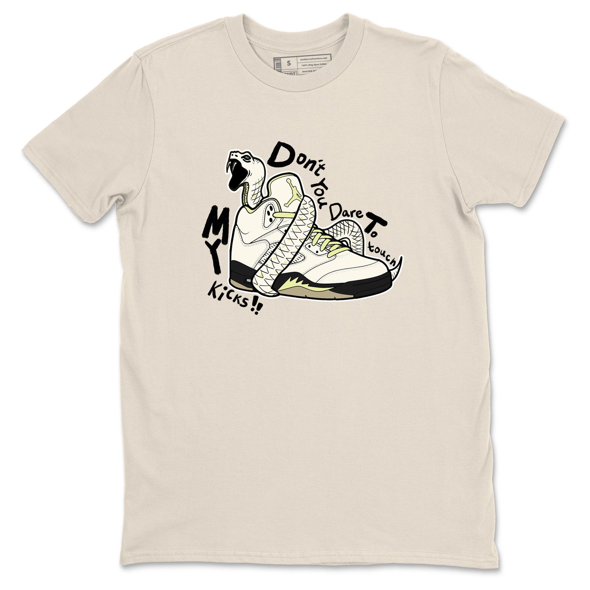 Sneaker match tees – Sneaker Tees To Match Air Jordan 5 Luminous Green Shoes – Don't Touch My Kicks Tee Natural 2