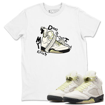 Sneaker match tees – Sneaker Tees To Match Air Jordan 5 Luminous Green Shoes – Don't Touch My Kicks Tee White 1