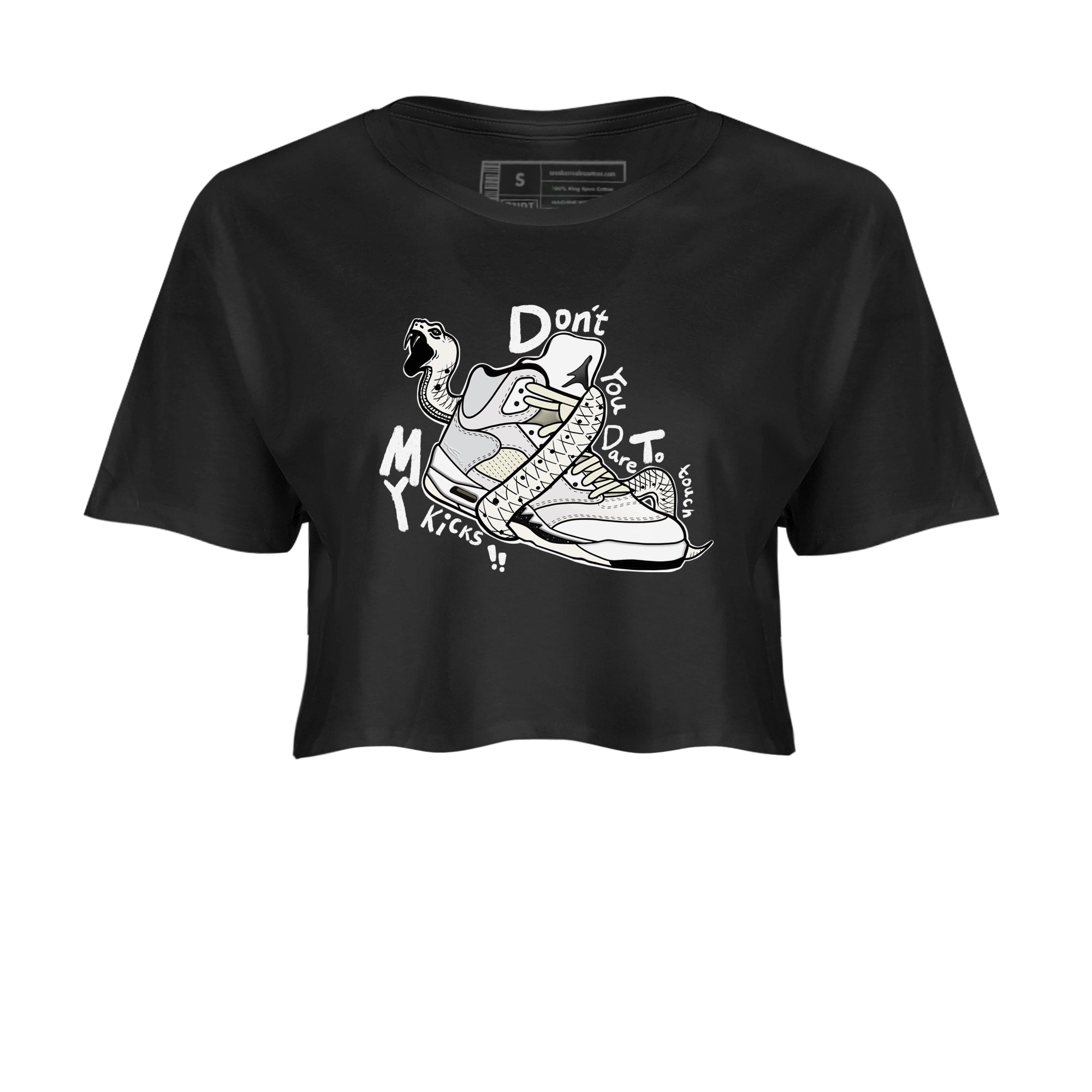 AJ5 Sail shirt to match jordans Don't Touch My Kicks sneaker tees Air Jordan 5 SE Sail SNRT sneaker release tees black 2 crop length shirt