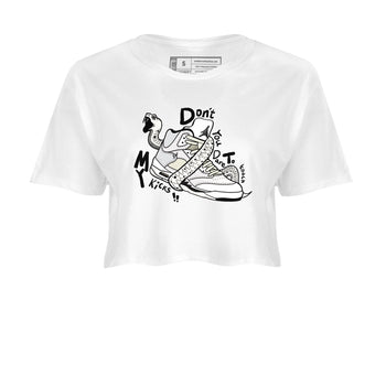 AJ5 Sail shirt to match jordans Don't Touch My Kicks sneaker tees Air Jordan 5 Sail SNRT Sneaker Release Tees White 2 crop length shirt
