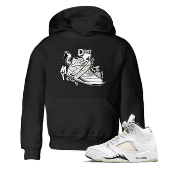 AJ5 Sail shirt to match jordans Don't Touch My Kicks sneaker tees Air Jordan 5 SE Sail SNRT sneaker release tees baby toddler Black 1 cotton Shirt