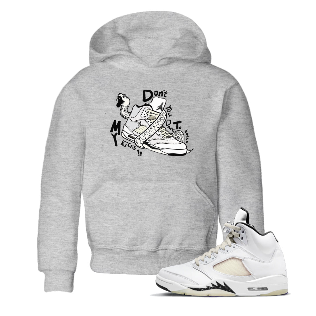 AJ5 Sail shirt to match jordans Don't Touch My Kicks sneaker tees Air Jordan 5 SE Sail SNRT sneaker release tees baby toddler Heather Grey 1 cotton Shirt