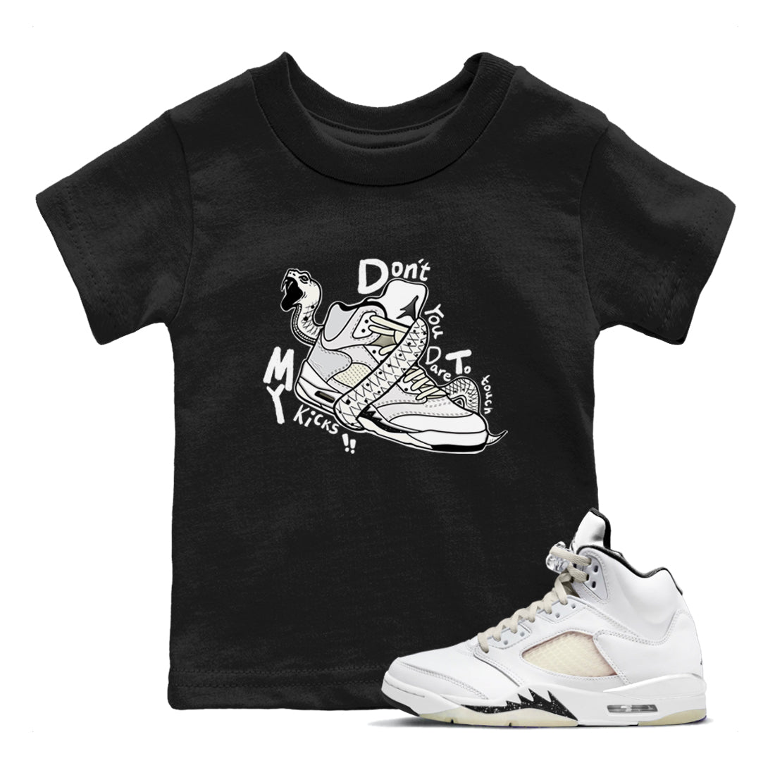 AJ5 Sail shirt to match jordans Don't Touch My Kicks sneaker tees Air Jordan 5 SE Sail SNRT sneaker release tees baby toddler Black 1 cotton Shirt