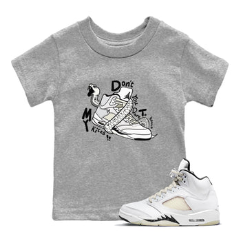 AJ5 Sail shirt to match jordans Don't Touch My Kicks sneaker tees Air Jordan 5 SE Sail SNRT sneaker release tees baby toddler Heather Grey 1 cotton Shirt