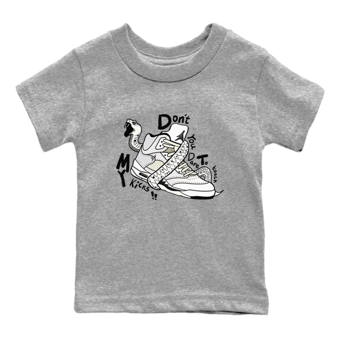 AJ5 Sail shirt to match jordans Don't Touch My Kicks sneaker tees Air Jordan 5 SE Sail SNRT sneaker release tees baby toddler Heather Grey 2 cotton Shirt