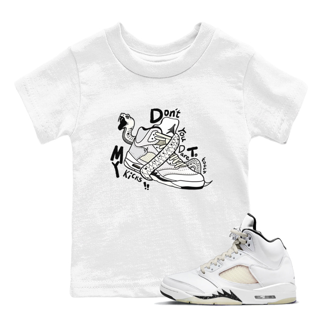 AJ5 Sail shirt to match jordans Don't Touch My Kicks sneaker tees Air Jordan 5 SE Sail SNRT sneaker release tees baby toddler White 1 cotton Shirt